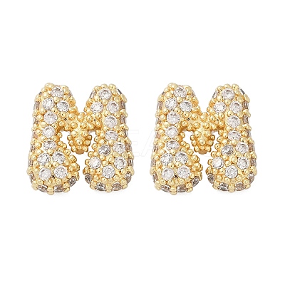 Brass Micro Pave Cubic Zirconia Stud Earrings EJEW-Z091-04G-M-1