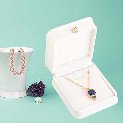 2Pcs PU Leather Necklace Pendant Gift Boxes LBOX-CL0001-01-1