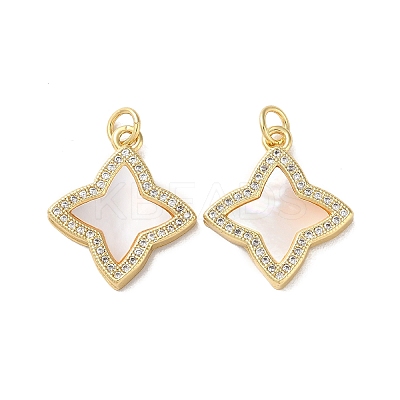 Brass Micro Pave Clear Cubic Zirconia Pendants KK-B083-17G-01-1