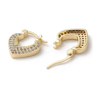Brass with Cubic Zirconia Heart Hoop Earrings EJEW-K247-07G-1