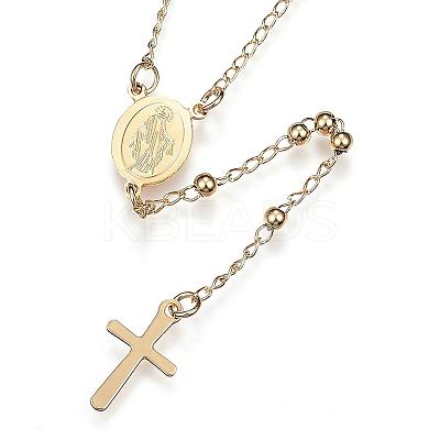 304 Stainless Steel Rosary Bead Necklaces NJEW-D285-40G-1