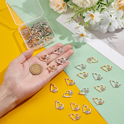 48Pcs 2 Colors Alloy Rhinestone Links/Connectors FIND-UN0016-40-1