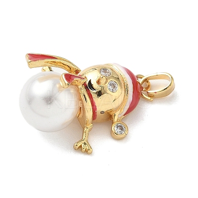 Christmas Brass Micro Pave Cubic Zirconia Enamel Pendants KK-K305-10B-G-1
