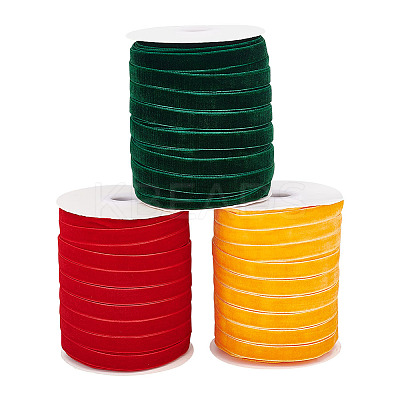 3 Rolls 3 Colors Single Face Velvet Ribbon SRIB-AR0001-09-1