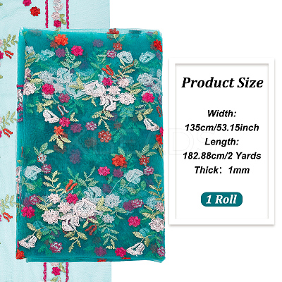 Polyester Flower Embroidered Lace Fabric OCOR-BC0005-52A-1