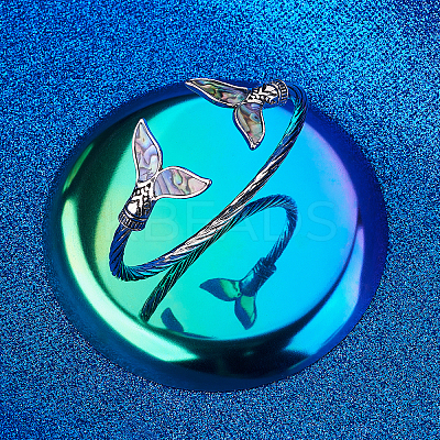 Mermaid Tail Alloy Enamel Cuff Bangle JB744A-1