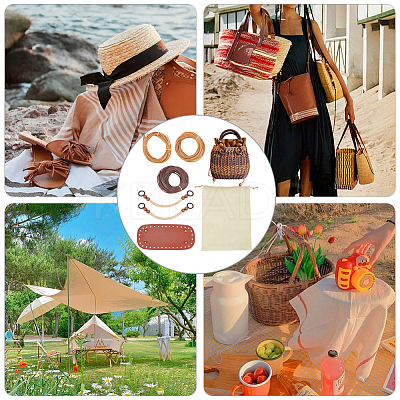 DIY Women's Plastic Rattan Woven Handbag Set DIY-WH0033-25-1