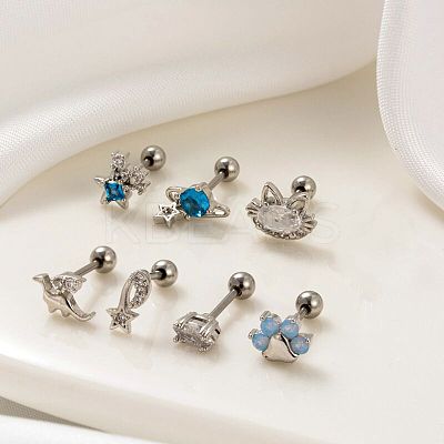 316L Stainless Steel Cubic Zirconia Cartilage Earrings for Women WGF6ABA-22-1