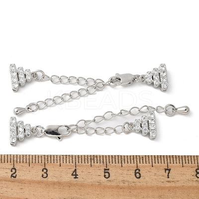 Brass Micro Pave Cubic Zirconia Chain Extender with Glass KK-U052-20P-1