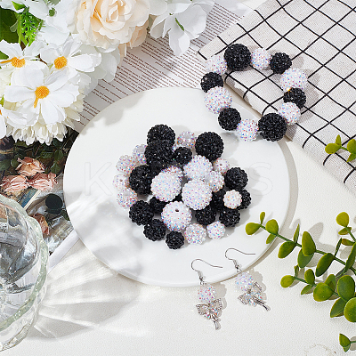 48Pcs 8 Styles Resin Rhinestone Beads RESI-SC003-43-1
