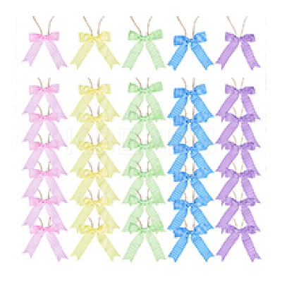 50Pcs 5 Colors Polyester Bowknot Gift Box Packing Decorations HJEW-PH02112-1