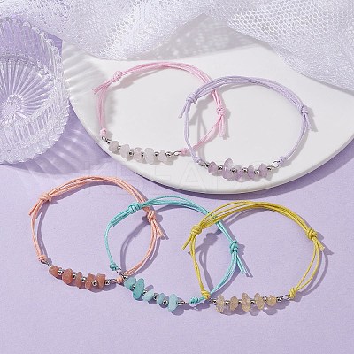 5Pcs Natural Mixed Stone Chips Braided Bead Bracelet Sets BJEW-JB09869-01-1