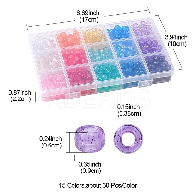 450Pcs 15Colors Transparent Plastic Beads KY-YW0001-49-1