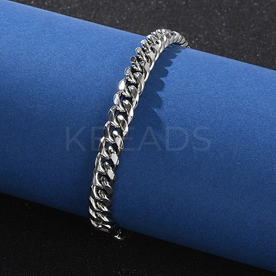 304 Stainless Steel Cuban Link Chain Bracelets for Men BJEW-Z081-01P-02-1