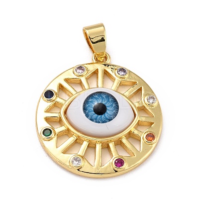 Brass Micro Pave Colorful Cubic Zirconia Pendants ZIRC-A021-03G-D-1