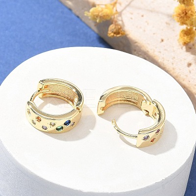 Brass Micro Pave Cubic Zirconia Hoop Earrings EJEW-H152-01D-G-1
