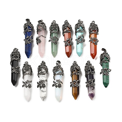 Natural & Synthetic Gemstone Big Pointed Pendants G-A172-16-AS-1