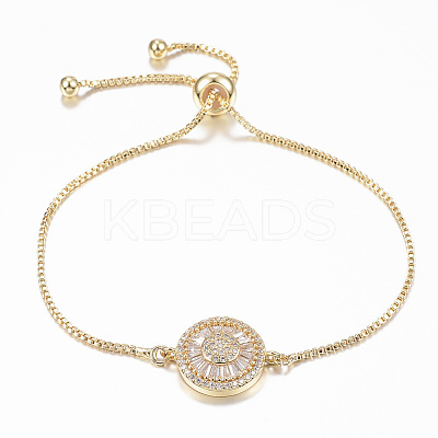 Adjustable Brass Micro Pave Cubic Zirconia Slider Bracelets BJEW-E317-34G-1