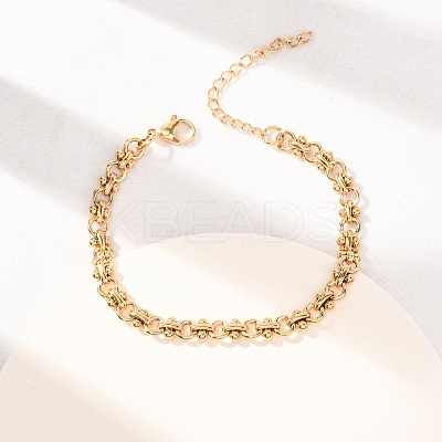 304 Stainless Steel Ring Link Chain Bracelets for Women BJEW-F529-13G-1
