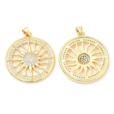 Rack Plating Brass Micro Pave Cubic Zirconia Pendants KK-A185-17G-1