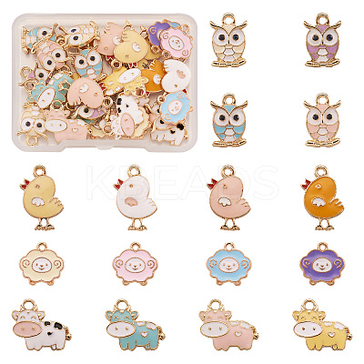 32Pcs 4 Style Alloy Enamel Pendants ENAM-BT0001-14-1