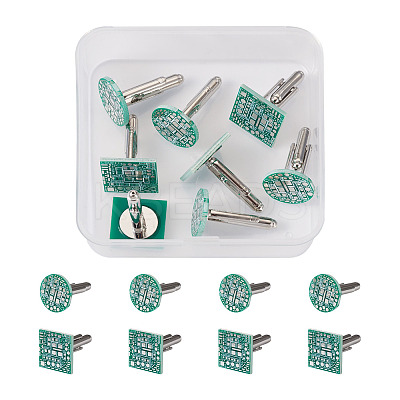 4 Pairs 2 Style Brass Cufflinks AJEW-CF0001-22-1
