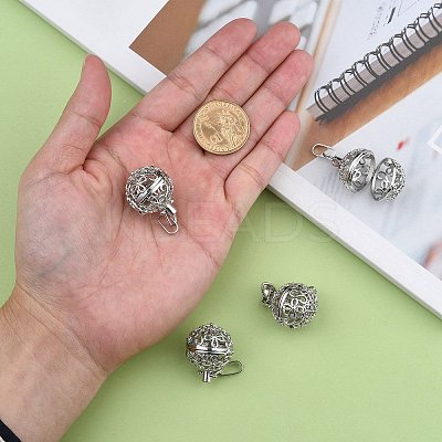 Eco-Friendly Hollow Brass Round Cage Pendants KK-L143-02-NR-1
