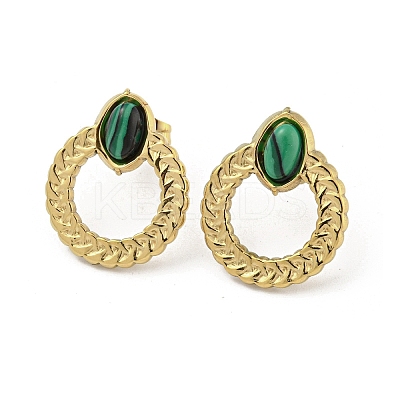 Ion Plating(IP) Real 18K Gold Plated 304 Stainless Steel Ring Stud Earrings EJEW-Z041-01A-1