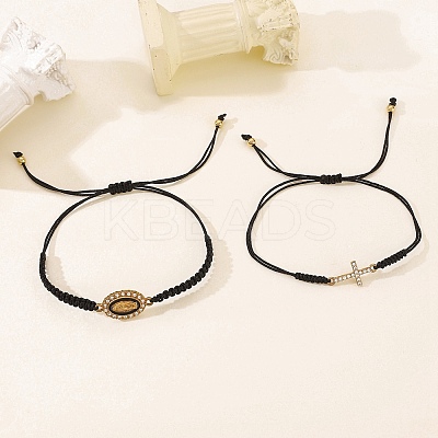 2Pcs Alloy Rhinestone Charm Bracelets for Women PW-WG418ED-04-1