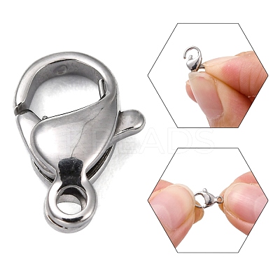 Tarnish Resistant Polished 316 Surgical Stainless Steel Lobster Claw Clasps STAS-R072-11A-1