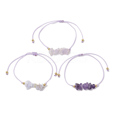 3Pcs 3 Styles Gemstone Braided Bead Bracelets BJEW-JB11146-05-1