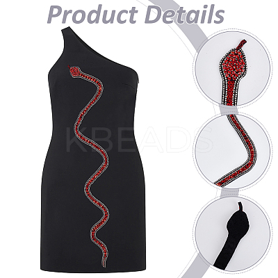 Snake Paillette Rhinestone Cloth Sew on Appliques PATC-WH0008-138-1
