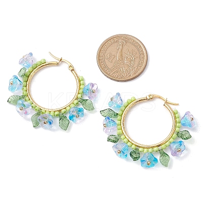 Glass Hoop Earrings EJEW-TA00589-01-1