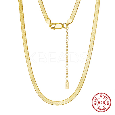 925 Sterling Silver Flat Snake Chain Necklaces for Women NJEW-H048-02G-1