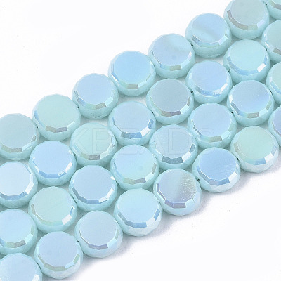 Electroplate Opaque Solid Color Glass Beads Strands EGLA-T020-07F-1