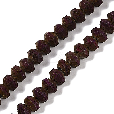 Electroplated Natural Lava Rock Beads Strands G-A234-F02-01F-1