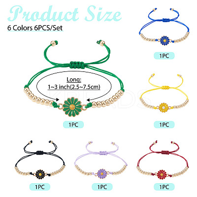 6Pcs 6 Colors Alloy Enamel Link Bracelets for Women BJEW-TAC0042-1