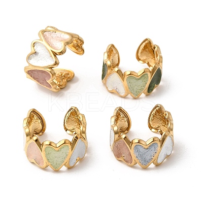 304 Stainless Steel Enamel Open Cuff Ring RJEW-L335-01A-G-1