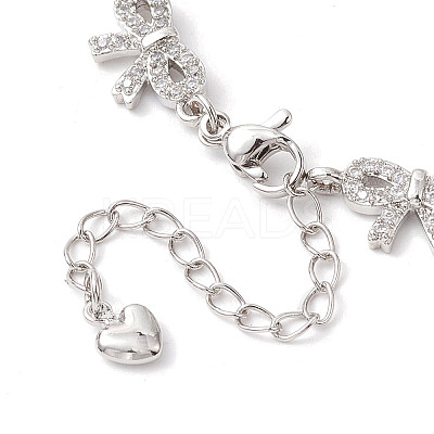 Brass Bowknot Link Chain Bracelets BJEW-D039-44P-1