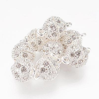 Alloy Rhinestone Magnetic Clasps with Loops RB-H116-2-S-1