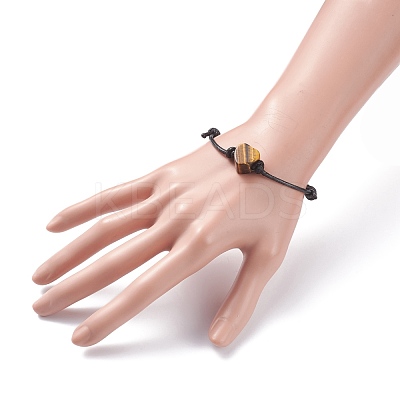 Natural Stone Heart Braided Cord Bracelet BJEW-JB07685-1