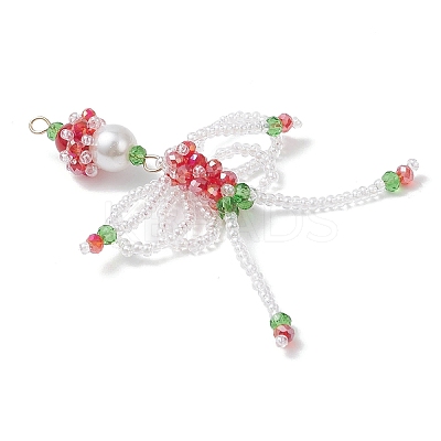 Christmas Glass Seed Elfin Beaded Big Pendants PALLOY-MZ01040-02-1