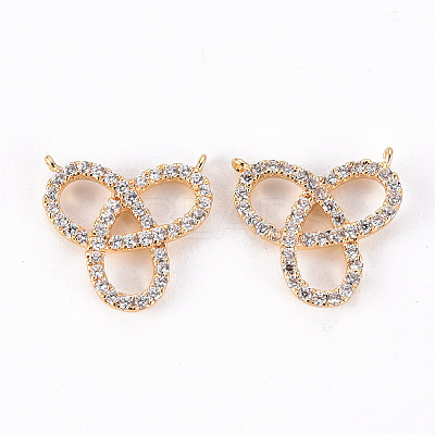 Brass Micro Pave Clear Cubic Zirconia Links Connectors KK-T062-101G-NF-1