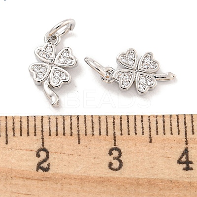 Rack Plating Brass Micro Pave Clear Cubic Zirconia Charms KK-Q814-08P-1