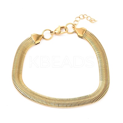 Unisex 304 Stainless Steel Herringbone Chain Bracelets BJEW-H541-01C-G-1