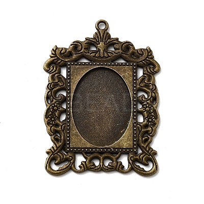 Rectangle Tibetan Style Alloy Big Pendant Cabochon Settings PALLOY-K109-77AB-NR-1