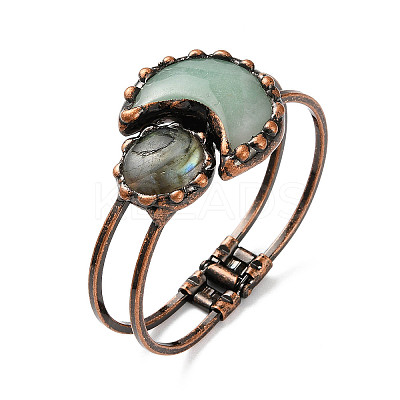 Natural Green Aventurine Hinged Bangles BJEW-G679-02R-01-1