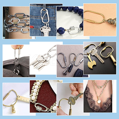 304 Stainless Steel Screw Carabiner Lock Charms STAS-UN0050-89P-1