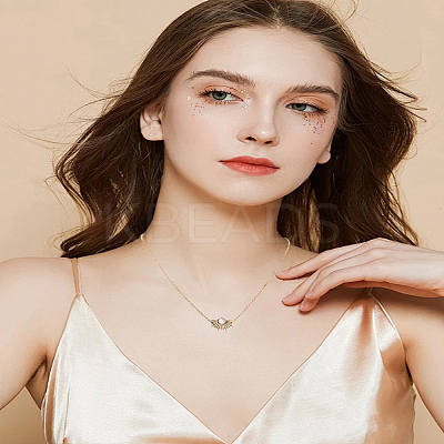 1Pc Sunset Stainless Steel Resin Pendant Necklaces NJEW-LP0009-51-1