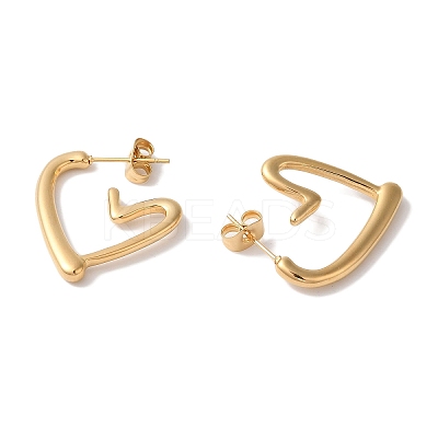 Heart Ion Plating(IP) 304 Stainless Steel Stud Earrings for Women EJEW-L287-027G-1